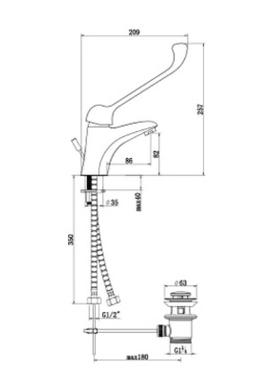 Turkuaz Medical Lavabo Bataryası 9Fa156W99N10