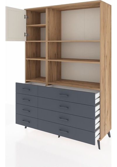 Hyperion Dolap 7 Raflı 8 Çekmeceli Tek Kapaklı 132x44x195 Çam-aytaşı/antrasit Aytası/antrasıt Hyperion Dolap 7 Raflı 8 Çekmeceli Tek Kapaklı 132x44x195 Çam-aytaşı/antrasit Aytası/antrasıt
