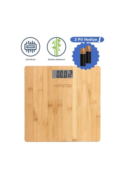 Bambu Elektronik Tartı Baskülü, Pil Hediyeli, Şık Ve Güvenilir Ölçüm Aleti Kahverengi - 726480434