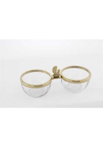 Mikasa Moor Gold Metalli 2 Bölmeli Cam Çerezlik 25x11x10cm Gold