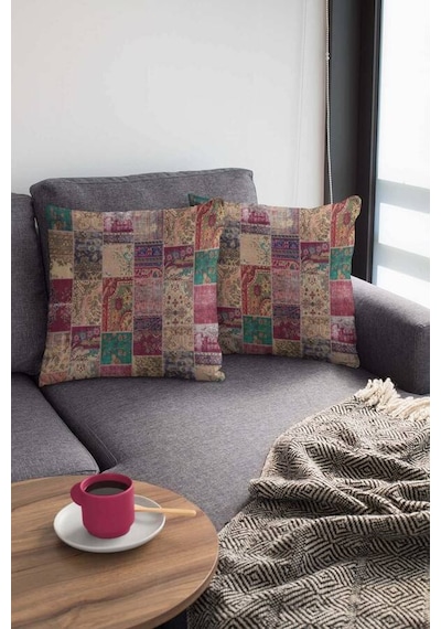 Çok Renkli Patchwork Çift Taraflı Kırlent Kılıfı Krl293n11