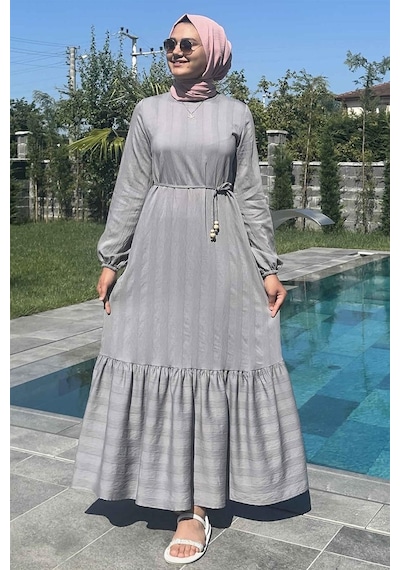 Rabia Şamlı Seda Gri Elbise Gri