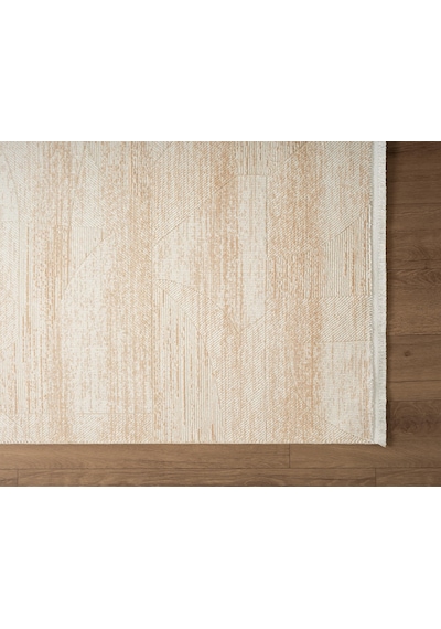 Cosmos Cs001b Bej Halı Modern Detaylı Pamuk Taban Viskon Tozuaz Salon Yatak Odası Koridor Halısı-672 Bej