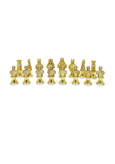 Orta Çağ Temalı Kurşun Satranç Taş Seti – Gold & Silver