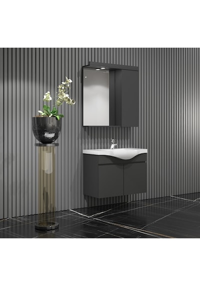 Yıldız Banyo Dolabı 55Cm Komple Antrasit Gri Mat Antrasit - Gri Yıldız Banyo Dolabı 55Cm Komple Antrasit Gri Mat Antrasit - Gri