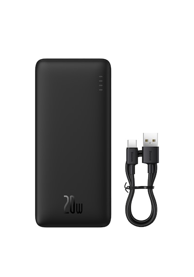 Baseus Airpow Hızlı Şarj Power Bank 20000mah 20w, Siyah Usb To Type-c 50cm Kablo Dahil Siyah