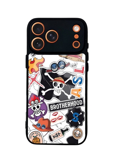 Apple Uyumlu iPhone 17 Pro Max Korsan Bayrağı Tasarımlı Glossy Telefon Kılıfı Çok Renkli