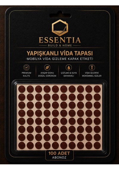 Yapışkanlı Vida Tapası Abonoz Mobilya Vida Gizleme Kapak Etiketi 100 Adet Çoklu Renk