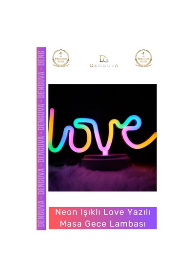 Gecelambası Tasarım Neon Led Dekoratif Hediyelik Modern Şık Estetik Love Yazılı Masa Gece Lambası Çok Renkli