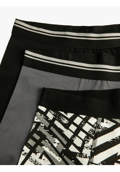 Koton 3'lü Boxer Seti Baskılı Beli Lastikli Pamuklu Gri Desenli 4wlm90019mk Gri Desenli