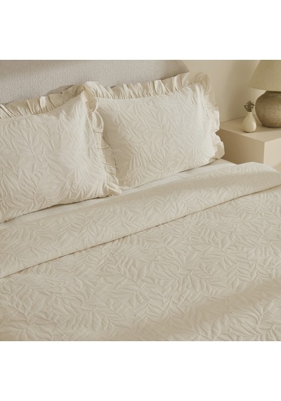 Karaca Home Branley Fırfırlı Çift Kişilik Yatak Örtüsü Takımı Natural Pudra