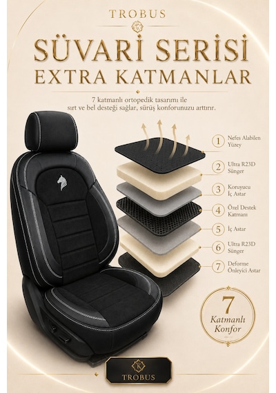 Smart Forfour 2004 Ve Sonrası Uyumlu Süvari Serisi Siyah Kırmızı Oto Koltuk Kılıfı