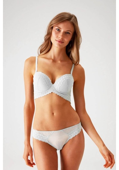 Pierre Cardin Dantelli Push Up Sütyen Takım Ekru