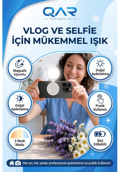 Aynalı Klipsli Led Telefon Selfie Işığı Video Çekim Canlı Yayın Ve Görüntülü Görüşme Aydınlatması