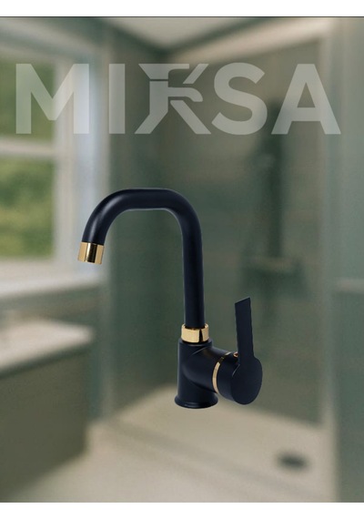 Lüx Siyah-gold Armut Köşe Borulu Banyo Lavabo Bataryası, Musluğu, Çeşmesi Çift Su Girişli
