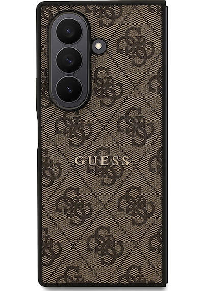 Galaxy Z Fold 7 Uyumlu Kılıf Guess Lisanslı M-safe Özellikli 4g Desen Yazı Logolu Kapak Kahverengi