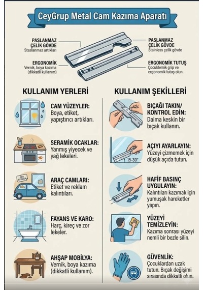 Cey Grup Metal Cam Kazıma Aparatı Gri