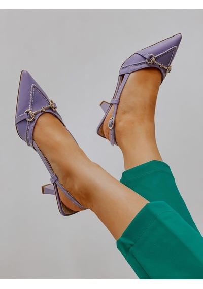 Ervanın Butiği Lila Deri Moss Toka Detay Kadın Stiletto-3534