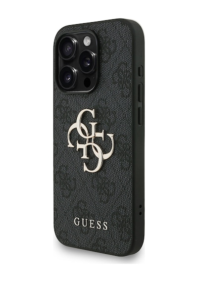 Apple iPhone 15 Pro Max Uyumlu Kılıf Guess Lisanslı Bilek Askı İpli Metal 4g Ve Yazı Logolu Kapak Siyah