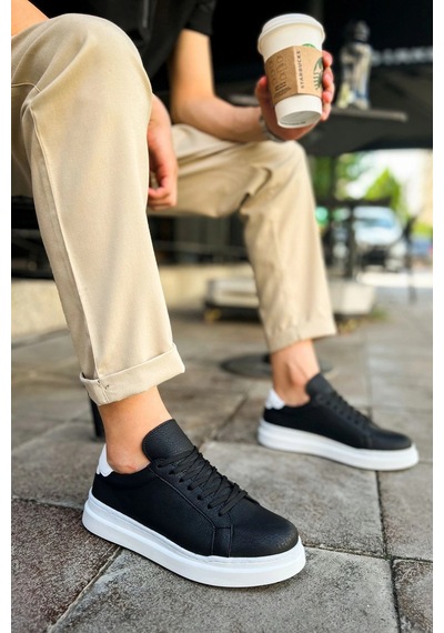 Chekich Ch979 - Santoni Gbt Spor Erkek Ayakkabı Sıyah/beyaz Siyah-beyaz