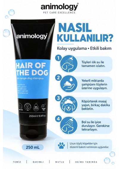 Animology Hair Of The Dog Uzun Tüylü Köpek Şampuanı Tüy Bakımı Ve Kolay Tarama 250 Ml