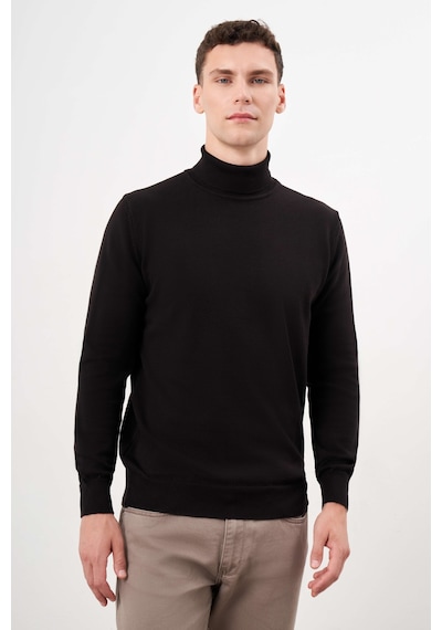 Morven Erkek Siyah Basic Balıkçı Yaka Dynamic Fit Rahat Kesim Triko 26kc017002001 Siyah Siyah