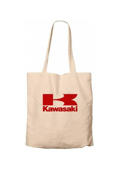 Kawasaki Red Logo Krem Fermuarlı Bez Çanta Gabardin