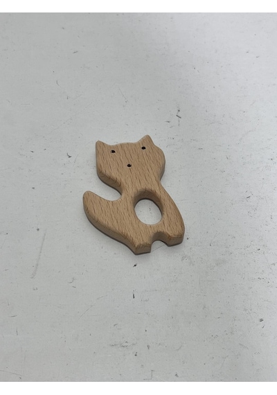Kedi Figürü Doğal Ahşap Diş Kaşıyıcı Çok Renkli
