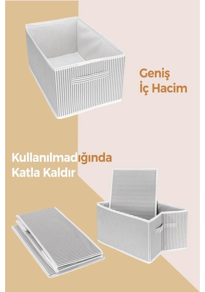 Dolap Içi Pantolon Düzenleyici Saklama Kutusu Kumaş 40 X 40 Beyaz Tr Diğer