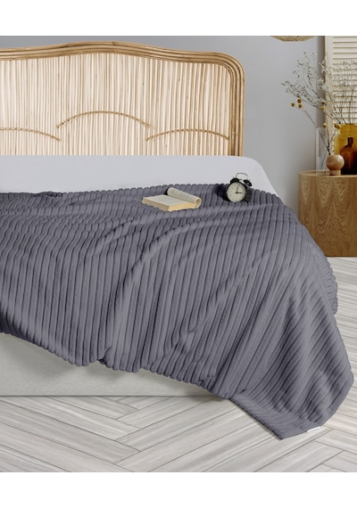 Dolce Bonita Home Wellsoft Fitilli Battaniye 200x220 Gri - Uyku Bandı Hediyeli Grı Gri