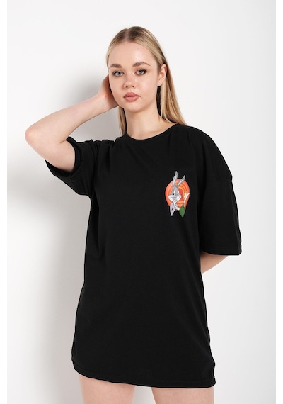 Flood Of Style Bugs Bunny Baskılı Siyah Oversize Tshırt