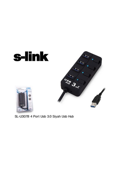 S Link Sl U307B 4 Port Usb 3.0 Siyah Usb Hub