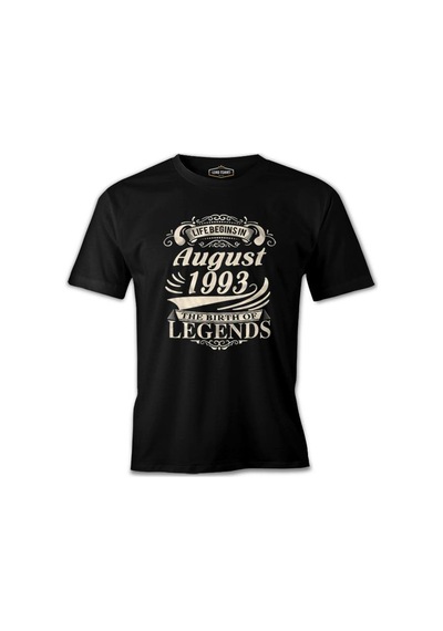 Life Begins İn August 1993 Siyah Erkek Tshirt 001
