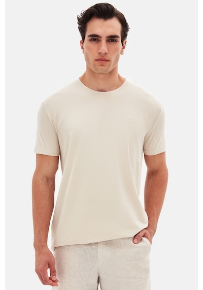 Twn Slim Fit Taş Düz Kabartma Baskılı T-shirt 4ec148551753m Taş