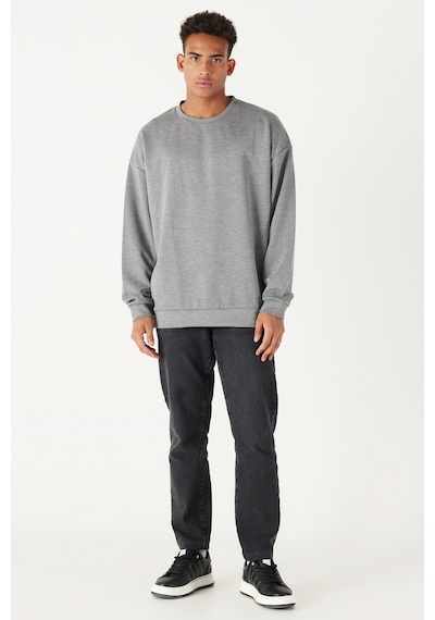 AC&Co / Altınyıldız Classics Erkek Grı Melanj Oversize Bol Kesim Bisiklet Yaka Düz Sweatshirt Gri Melanj AC&Co / Altınyıldız Classics Erkek Grı Melanj Oversize Bol Kesim Bisiklet Yaka Düz Sweatshirt Gri Melanj