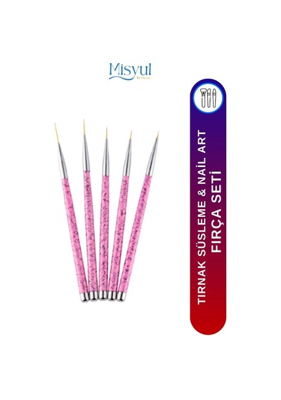 Misyul Tırnak Desen Fırçası 5'li Pembe Mıs-2186