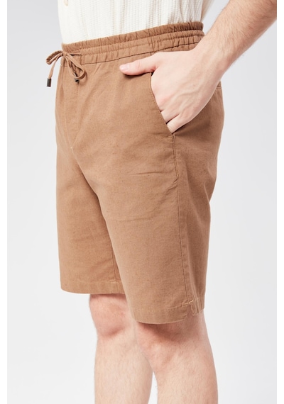 Braccas Erkek Beli Lastikli Bağcıklı Pamuk Keten Karışımlı Slim Fit Jogger Şort Vizon Vizon Braccas Erkek Beli Lastikli Bağcıklı Pamuk Keten Karışımlı Slim Fit Jogger Şort Vizon Vizon