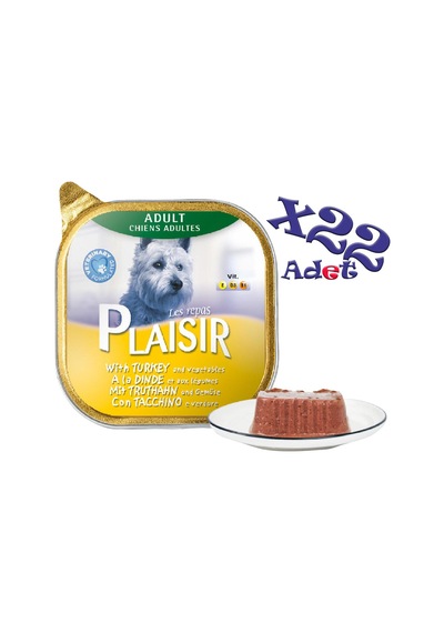 Plaisir Hindi Etli Pate Konserve Yetişkin Köpek Maması 22 x 150 G