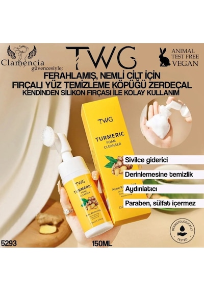 Twg Turmeric Zerdeçal Fırçalı Yüz Temizleme Köpüğü 150ml