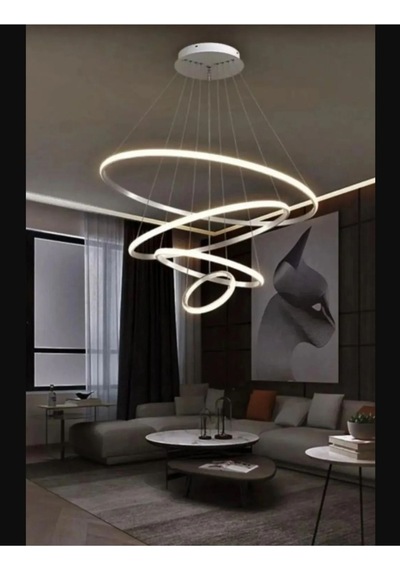 Dörtlü Halka Model Sarkıt Modern Beyaz Işık Ultra Power Avizes