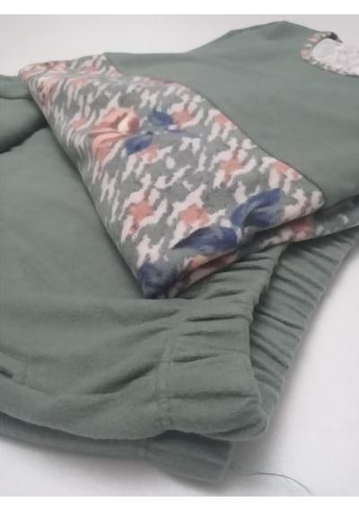 Feyza Pijadore Kadın Uzun Kol Soft Pamuklu Kışlık Pijama Takımı Haki