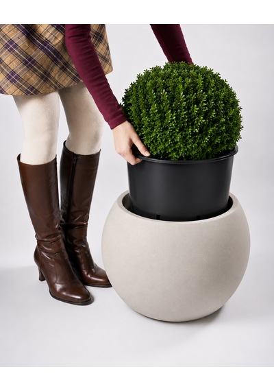 Zevli Dekoratif 27l Küre Saksı Ø35 Cm Beton Görünümlü Modern Salon Ve Bahçe Saksısı 1