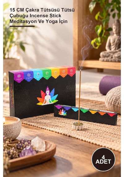4 Adet Ayurvedic 7 Chakra Tütsü 15 Cm Çakra Tütsüsü Tütsü Çubuğu Incense Stick Meditasyon Ve Yoga İçin