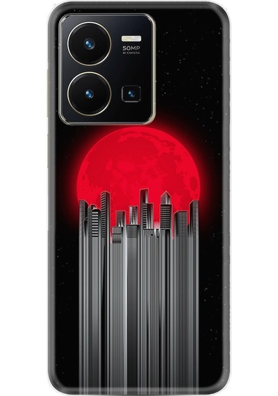 Vivo Y35 Kilif Silikon Desen Red City 1707 566402668