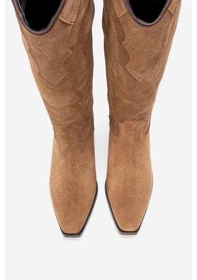 Luvishoes Luvi Shoes Pietro Toprak Hakiki Deri Süet Kadın Western Çizme Toprak