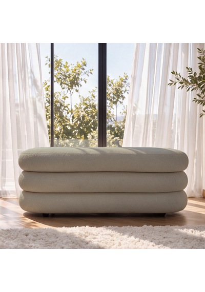 İnarch Dizayn Naturis Sandıklı Bench Depolama Alanlı Modern Puf Sütlü Kahve Sütlü Kahverengi