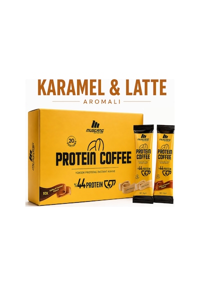 Mustang Nutrition Protein Coffee Karamel & Latte Aromalı 10 Gr X 20 Servis 200 Gr Yüksek Proteinli Kahve Çözünebilir