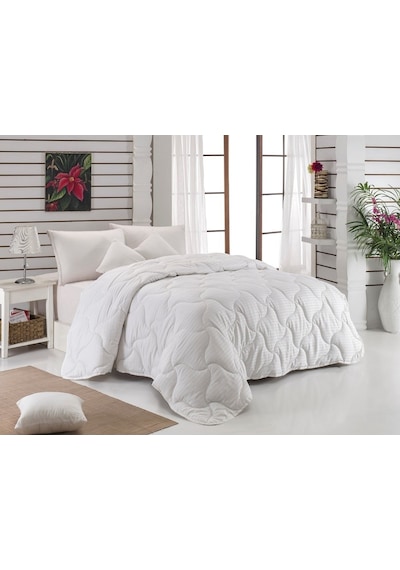 Komfort Home Tek Kişilik Çizgili Pamuk Saten Yorgan 155X215 Cm
