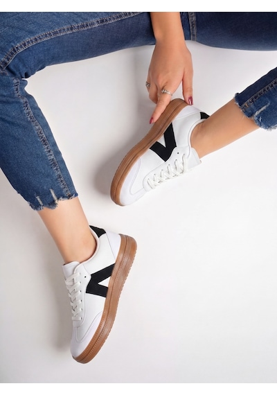 Kadın Sneaker Yüksek Taban Ortopedik Bağcıklı Spor Ayakkabı Retro Beyaz-011