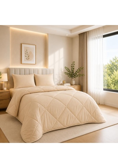 Bej Soft Silikon Yorgan Çift Kişilik 195 215 Çok Renkli